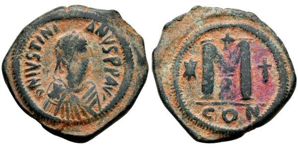  Фоллис Византийская империя (330-1453) Бронза Юстиниан I (482-565)