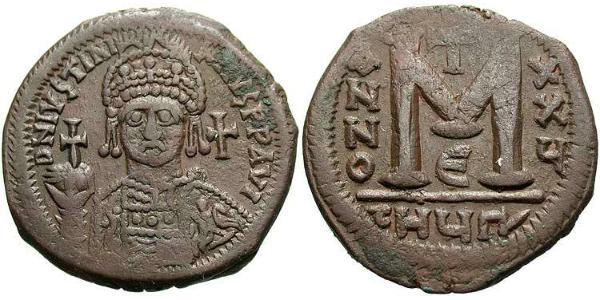 Фоллис Византийская империя (330-1453) Бронза Юстиниан I (482-565)