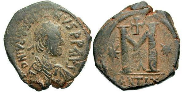  Фоллис Византийская империя (330-1453) Бронза Юстиниан I (482-565)