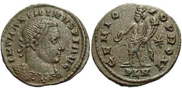  Фоллис Римская империя (27BC-395) Бронза Максимин  II (270 - 313)
