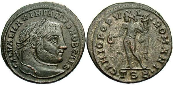  Фоллис Римская империя (27BC-395) Бронза Галерий Максимиан (260-311)