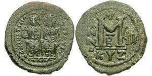  Фолліс Візантійська імперія (330-1453) Бронза Юстин II (520-578)