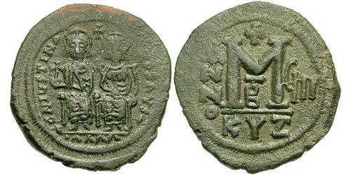  Фолліс Візантійська імперія (330-1453) Бронза Юстин II (520-578)