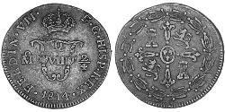  Vizekönigreich Neuspanien (1519 - 1821) Kupfer Ferdinand VII. von Spanien (1784-1833)