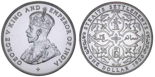  Straits Settlements (1826 - 1946) Plata Jorge V (1865-1936)