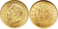 20 Лира Kingdom of Italy (1861-1946) Золото Victor Emmanuel II of Italy (1820 - 1878)