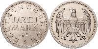 3 Mark 魏瑪共和國 (1919 - 1933) 銀 