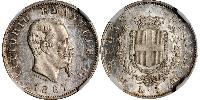 1 Лира Kingdom of Italy (1861-1946) Серебро Victor Emmanuel II of Italy (1820 - 1878)