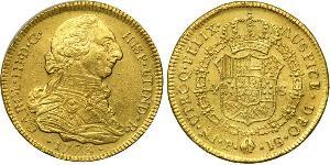 4 Escudo Vicereame della Nuova Granada (1717 - 1819) Oro Carlo III di Spagna (1716 -1788)