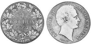 1 Gulden Reino de Baviera (1806 - 1918) Plata Luis II de Baviera(1845 – 1886)