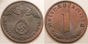 GERMANY (3rd Reich) 1 Reichspfennig 1936 A - Bronze - XF/aUNC - 1208 *