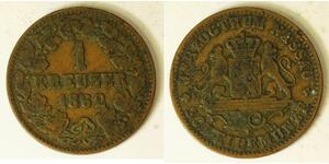 NASSAU (German State) 1 Kreuzer 1862 - Copper - Adolph - VF- - 2224
