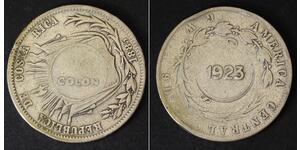 COSTA RICA 1 Colon 1923 (1885 GW) - Silver 0.750 - 2031