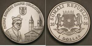SOMALIA 1 Dollar 2006 - Cu-Ni - Bavaria / Pope Benedict XVI. - aUNC - 688 *
