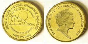 GIBRALTAR 1 Pound 2018 - Nickel/Brass - New Calpe House - aUNC - 910