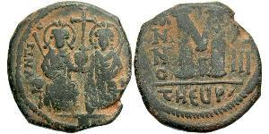 1 Фоллис Византийская империя (330-1453) Бронза Юстин II (520-578)