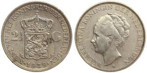 Netherlands - 2-1/2 Gulden 1939 - Wilhelmina - Silver