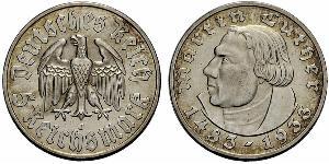 5 Reichsmark Alemania nazi (1933-1945) Plata Martín Lutero