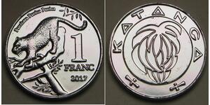 KATANGA 1 Franc 2017 - Aluminum - Big Five / Leopard - UNC - 2595 *