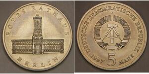 GERMANY (DDR) 5 Mark 1987 A - Rotes Rathaus / Red Town Hall - aUNC - 634 *
