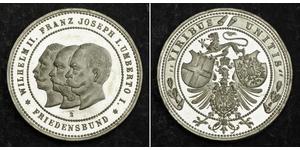  
  1882, Italy/Germany/Austria-Hungary. Aluminum Triple Alliance Medal. Lustre UNC!  Mint Year: 1882 Medallist: Beyenbach Reference: Wurzbach 2771. Condition: A nice uncirulated medal with proof ...