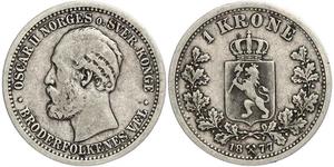 1 Krone United Kingdoms of Sweden and Norway (1814-1905) Argento Oscar II di Svezia (1829-1907)