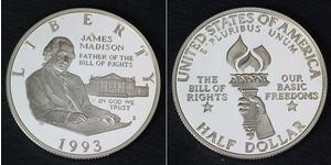 USA Half Dollar 1993S Proof - Silver 0.900 - James Madison Bill of Rights - 3612