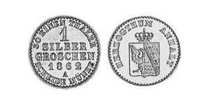 1 Silbergroschen Ангальт-Бернбург (1603 - 1863) Серебро Александр Карл ,герцог Ангальт-Бернбурга,(1805 – 1863)