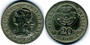 20 Centavo Santo Tomé y Príncipe (1469 - 1975) Cobre/Zinc 