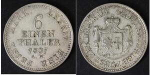 WALDECK PYRMONT 1/6 Thaler 1837 - Silver 0.520 - Georg Friedrich Heinrich - 624