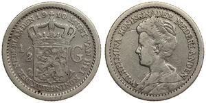 Netherlands - 1/2 Gulden 1910 - Wilhelmina