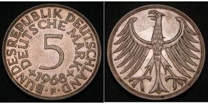 GERMANY (West / BRD) 5 Mark 1968 F - Silver 0.625 - XF - 2578 *