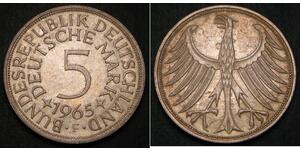 GERMANY (West / BRD) 5 Mark 1965 F - Silver 0.625 - aUNC - 2581 *