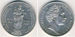 Бавария
2 гульдена (1855 г.)
Серебро
Максимилиан II. Реставрация колонны Мадонны в Мюнхене. Номер по Краузе # 465, 900-я проба, 21,21 г.

