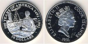 50 Dólar Islas Cook Plata 