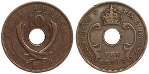 East Africa - Ten Cents 1922 - George V - Holed coin