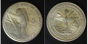 MARSHALL ISLANDS 5 Dollars 1989 - Copper/Nickel - First Men on the Moon - 4148