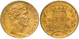 20 Franc Kingdom of France (1815-1830) Gold Charles X of France (1757-1836)