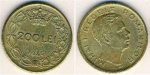 200 Lev Reino de Rumanía (1881-1947) Latón Miguel I de Rumania (1927-)