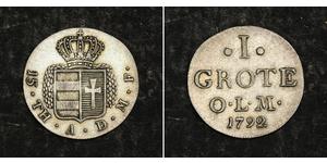  
 1792, Oldenburg (Duchy), Peter Frederick William. Silver Groten (1/144 Thaler) Coin. XF!   Mint Year: 1792  Reference: KM-140.  Mintage: 48,000 pcs.   Denomination: Groten (1/144 Thaler)  Cond ...