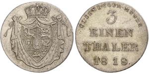 1816,Oldenburg. Peter Friedrich Wilhelm 1785-1823. 1/3 Taler 1816. Jaeger 34, AKS 1. Sehr schön