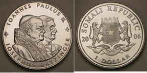 SOMALIA 1 Dollar 2006 - Cu-Ni - John Paul II. & Josephus Ratzinger - UNC - 686 *