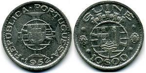 10 Escudo Portuguese Guinea (1474-1974) / Portugal Silber 