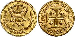 400 Reis Royaume de Portugal (1139-1910) Or Jean V de Portugal (1689-1750)