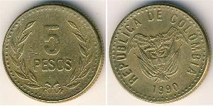 5 Peso Republica de Colombia (1886 - ) Níquel/Cobre 