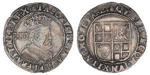 1 Shilling 英格兰王国 銀 詹姆斯六世及一世 (1566-1625)