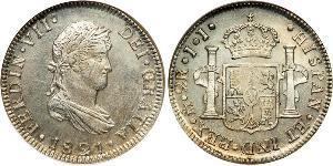 2 Real Primer Imperio Mexicano (1821 - 1823) Plata Fernando VII de España (1784-1833)