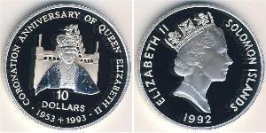 10 Доллар Соломоновы Острова Серебро Елизавета II (1926-2022)