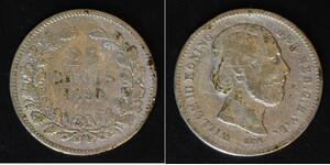 NETHERLANDS 25 Cents 1890 - Silver - William III. - 3009