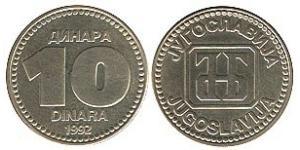 10 Dinar Sozialistische Föderative Republik Jugoslawien (1943 -1992) Kupfer/Zink 